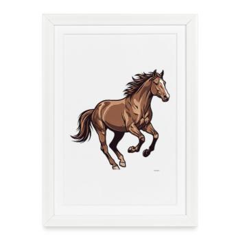 Elegant galloping wild horse - Framed poster (27 × 37 cm) - white - Front