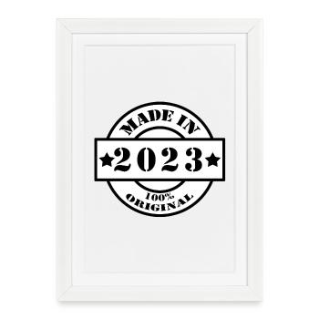 FABRIQUÉ EN 2023 Année de naissance Année de construction Cadeau vintage - Affiche encadrée (27 × 37 cm) - blanc - Devant