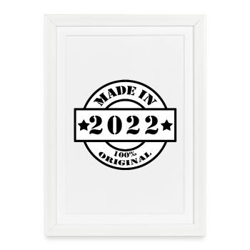 FABRIQUÉ EN 2022 Année de naissance de la construction Cadeau vintage - Affiche encadrée (27 × 37 cm) - blanc - Devant
