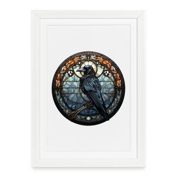 Hugin the Raven | Mystical Viking Motif - Framed poster (27 × 37 cm) - white - Front