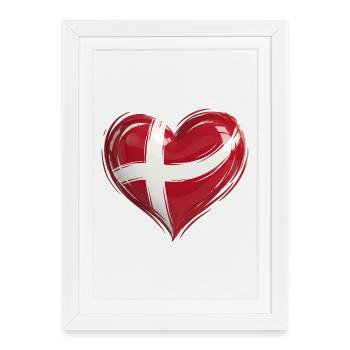 Denmark Heart Flag - Framed poster (27 × 37 cm) - white - Front