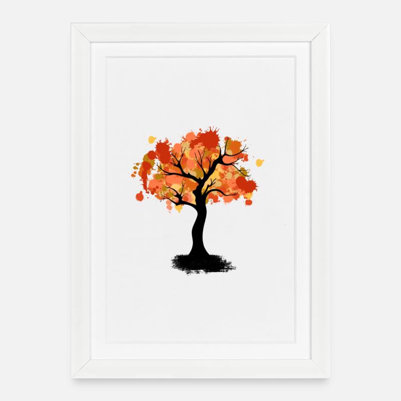 Herbstbaum - Gerahmtes Poster (27 × 37 cm) - Weiß