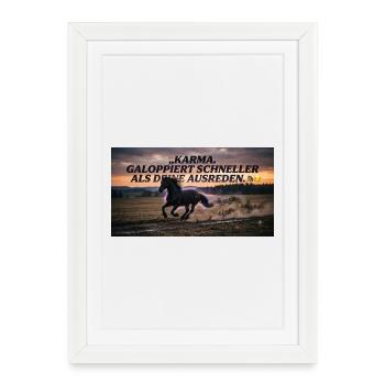 Karma galoppiert schneller als Ausreden - Gerahmtes Poster (27 × 37 cm) - Weiß - Vorne