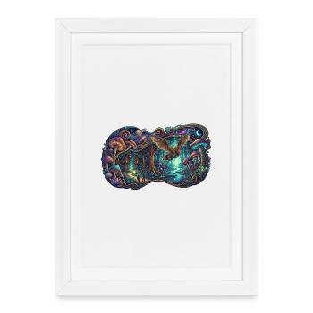 Night Forest Dragon Trail - Framed poster (27 × 37 cm) - white - Front