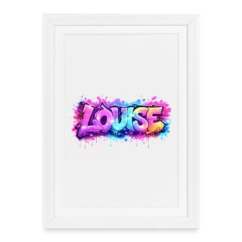 Graffiti  LOUISE Prénom cadeau idéal imprimable su - Affiche encadrée (27 × 37 cm) - blanc - Devant