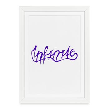 Purple Graffiti Lettering Pattern - Framed poster (27 × 37 cm) - white - Front