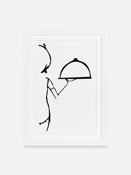 Restaurant, Crew, Kellnerin - Gerahmtes Poster (27 × 37 cm) - Weiß
