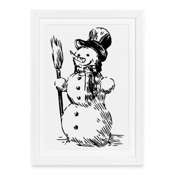 Bonhomme de neige - Affiche encadrée (27 × 37 cm) - blanc - Devant