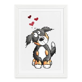 Cadeau d'un ami chien de montagne bernois dans l'amour I - Affiche encadrée (27 × 37 cm) - blanc - Devant