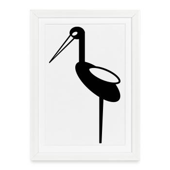 Cigogne, sage-femme, motif sage-femme - Affiche encadrée (27 × 37 cm) - blanc - Devant