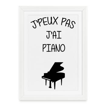 Piano / Pianiste / Musique / Musicien / Instrument - Affiche encadrée (27 × 37 cm) - blanc - Devant