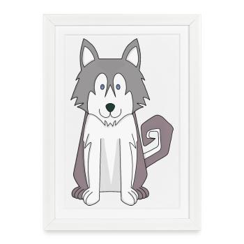 Dog Cartoon Amazing Siberian Husky - Framed poster (27 × 37 cm) - white - Front