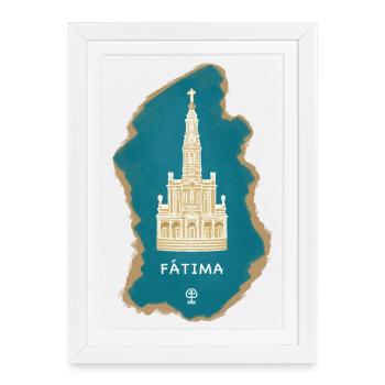 Fátima, Portugal, Église catholique internationale Sanctuaire - Affiche encadrée (27 × 37 cm) - blanc - Devant