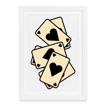 Mélange de cartes As de Coeur - Affiche encadrée (27 × 37 cm) - blanc - Devant