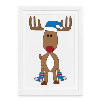 Funny moose for Christmas - Framed poster (27 × 37 cm) - white - Front