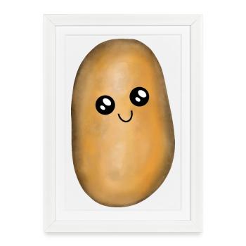 Pommes de terre Kawai - Affiche encadrée (27 × 37 cm) - blanc - Devant
