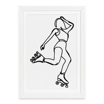 Roller Skating Girl - Framed poster (27 × 37 cm) - white - Front