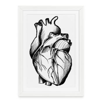 Illustration de coeur - Affiche encadrée (27 × 37 cm) - blanc - Devant