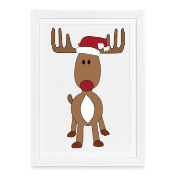 Motif orignal avec chapeau de père Noël - Affiche encadrée (27 × 37 cm) - blanc - Devant
