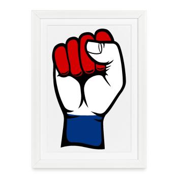 Poing du drapeau de la Hollande - Affiche encadrée (27 × 37 cm) - blanc - Devant