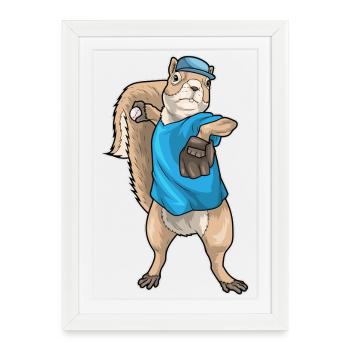 Gant de baseball Squirrel - Affiche encadrée (27 × 37 cm) - blanc - Devant