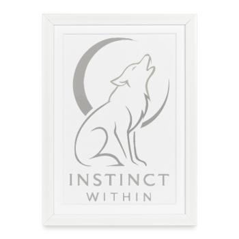Lune du loup hurlant – Instinct intérieur - Affiche encadrée (27 × 37 cm) - blanc - Devant