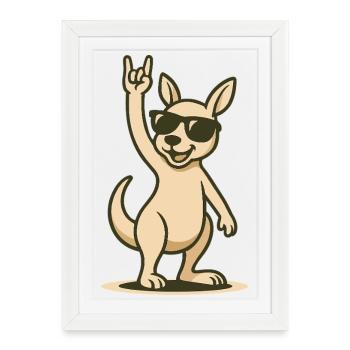Rocker roo en lunettes de soleil - Affiche encadrée (27 × 37 cm) - blanc - Devant