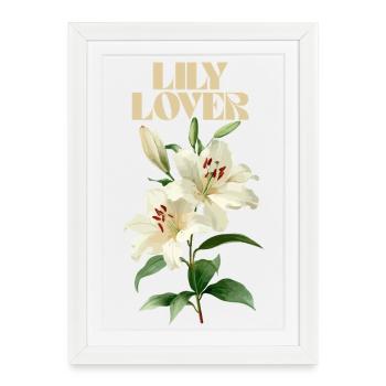 Motif floral pour amoureux des lys - Affiche encadrée (27 × 37 cm) - blanc - Devant