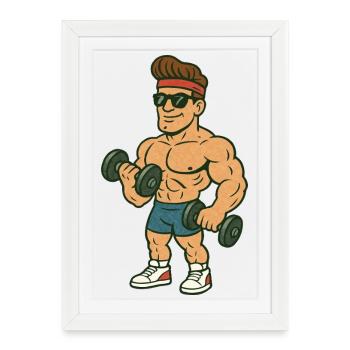 Bodybuilder Comic - Framed poster (27 × 37 cm) - white - Front