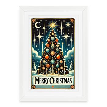 Starry Vintage Christmas Tree - Framed poster (27 × 37 cm) - white - Front