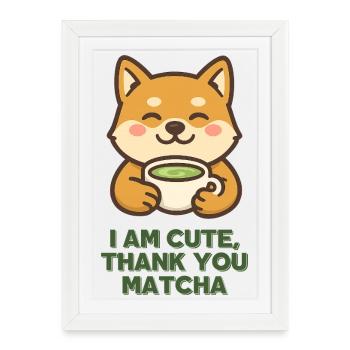 Cute Matcha Shiba with Cup - Framed poster (27 × 37 cm) - white - Front