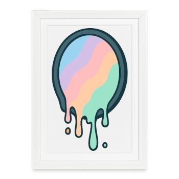Arc-en-ciel pastel fondu - Affiche encadrée (27 × 37 cm) - blanc - Devant
