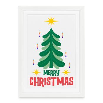 Christmas tree and decorations - Framed poster (27 × 37 cm) - white - Front
