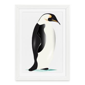 Eleganter grafischer Pinguin auf Eis - Framed poster (27 × 37 cm) - white - Front