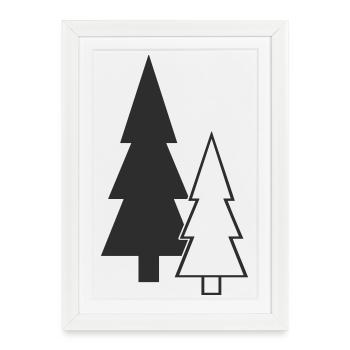 Sapins en silhouette forestière - Affiche encadrée (27 × 37 cm) - blanc - Devant