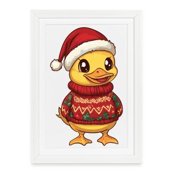 Noël de Canard - Affiche encadrée (27 × 37 cm) - blanc - Devant