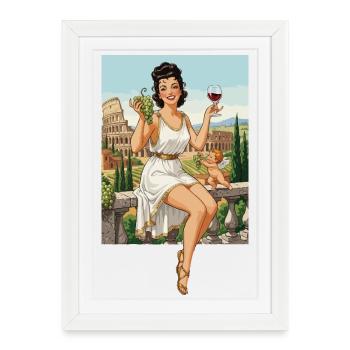 Pinez Italy Rome Wine and Grapes - Affiche encadrée (27 × 37 cm) - blanc - Devant