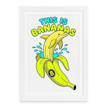 This Is Bananas 8th Birthday Dolphin - Framed poster (27 × 37 cm) - white - Front