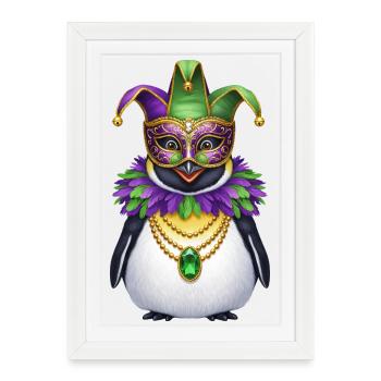 Elegant Penguin Carnival Disguise Carnival - Framed poster (27 × 37 cm) - white - Front