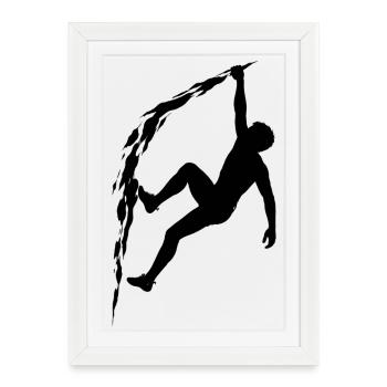 Climbing Silhouette Free Climbing Extreme Sport Mountain - Framed poster (27 × 37 cm) - white - Front