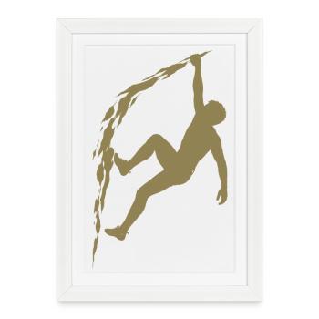 Climbing Silhouette Free Climbing Extreme Sport Mountain - Framed poster (27 × 37 cm) - white - Front