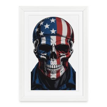 USA Totenkopf - Patriot Skull Design - Framed poster (27 × 37 cm) - white - Front