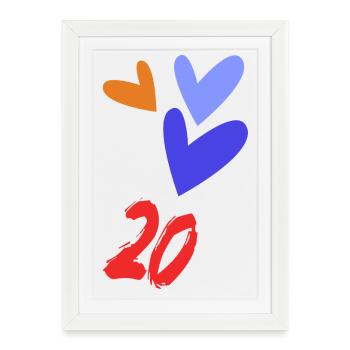 20. 20e ANNIVERSAIRE. ANNIVERSAIRE 20 ANS. 20 ANS. - Affiche encadrée (27 × 37 cm) - blanc - Devant