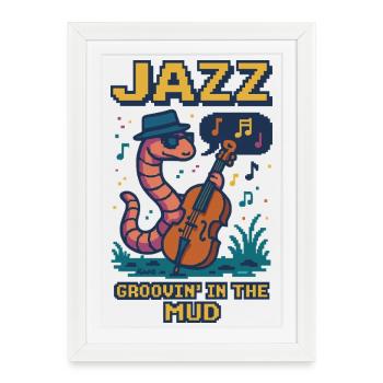 Jazz qui groovin' dans la boue - Affiche encadrée (27 × 37 cm) - blanc - Devant