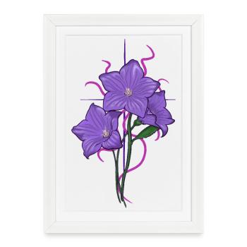 Fleur pourpre avec des aspects rose violet - Affiche encadrée (27 × 37 cm) - blanc - Devant