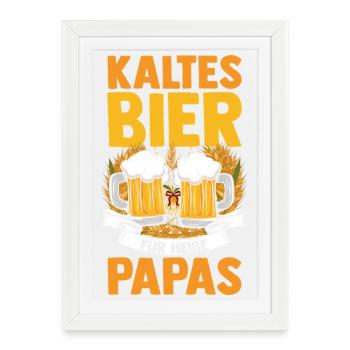 Bière, fête des pères, papa, papa - Affiche encadrée (27 × 37 cm) - blanc - Devant