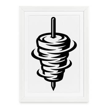 Brochette de doner kebab - Affiche encadrée (27 × 37 cm) - blanc - Devant