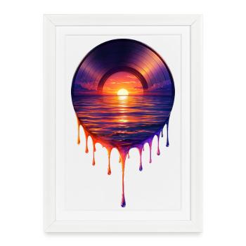 Vinyle qui goutte - Affiche encadrée (27 × 37 cm) - blanc - Devant