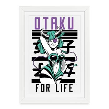 Otaku For Life Anime Kawaii Succube Art - Affiche encadrée (27 × 37 cm) - blanc - Devant