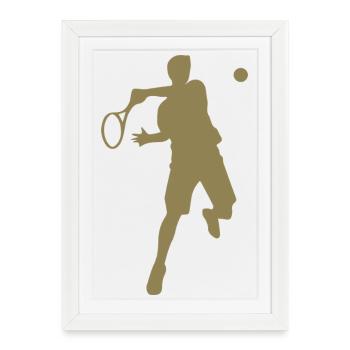 Joueur de tennis Silhouette de revers minimaliste - Affiche encadrée (27 × 37 cm) - blanc - Devant